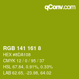 颜色代码: RGB 141 161 8 | qconv.com
