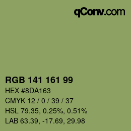Color code: RGB 141 161 99 | qconv.com