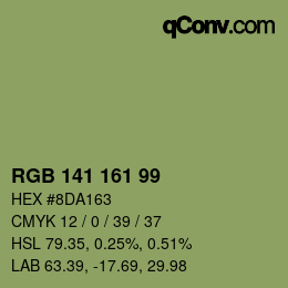 Color code: RGB 141 161 99 | qconv.com