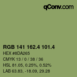 カラーコード: RGB 141 162.4 101.4 | qconv.com
