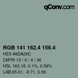 カラーコード: RGB 141 162.4 156.4 | qconv.com