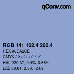 カラーコード: RGB 141 162.4 206.4 | qconv.com