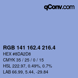 カラーコード: RGB 141 162.4 216.4 | qconv.com