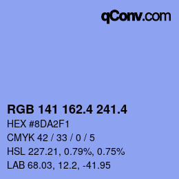 カラーコード: RGB 141 162.4 241.4 | qconv.com