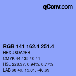 カラーコード: RGB 141 162.4 251.4 | qconv.com