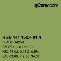 カラーコード: RGB 141 162.4 91.4 | qconv.com