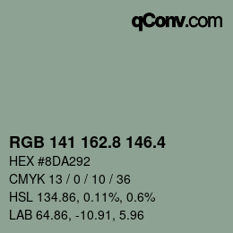 カラーコード: RGB 141 162.8 146.4 | qconv.com