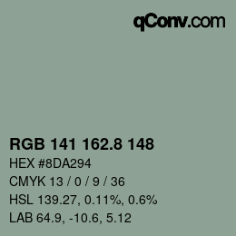 カラーコード: RGB 141 162.8 148 | qconv.com