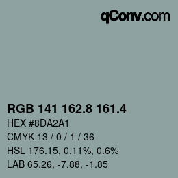 カラーコード: RGB 141 162.8 161.4 | qconv.com
