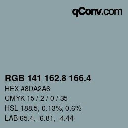 カラーコード: RGB 141 162.8 166.4 | qconv.com