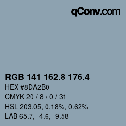カラーコード: RGB 141 162.8 176.4 | qconv.com