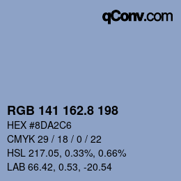 カラーコード: RGB 141 162.8 198 | qconv.com