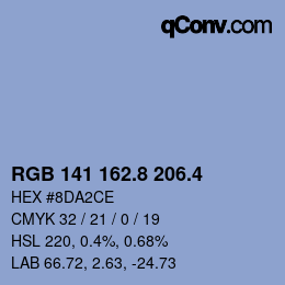カラーコード: RGB 141 162.8 206.4 | qconv.com