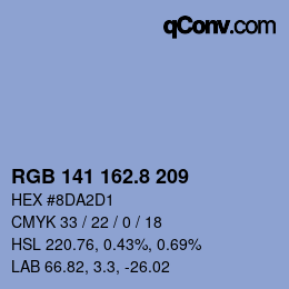 カラーコード: RGB 141 162.8 209 | qconv.com