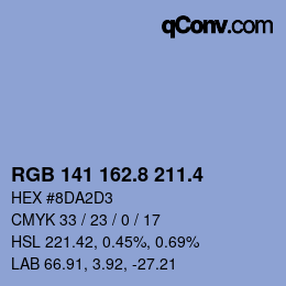 カラーコード: RGB 141 162.8 211.4 | qconv.com