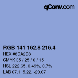 カラーコード: RGB 141 162.8 216.4 | qconv.com
