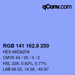 カラーコード: RGB 141 162.8 250 | qconv.com