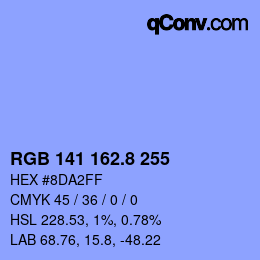 カラーコード: RGB 141 162.8 255 | qconv.com