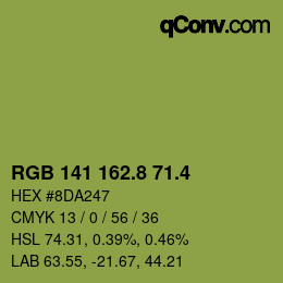カラーコード: RGB 141 162.8 71.4 | qconv.com