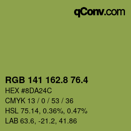 カラーコード: RGB 141 162.8 76.4 | qconv.com