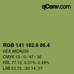 カラーコード: RGB 141 162.8 86.4 | qconv.com