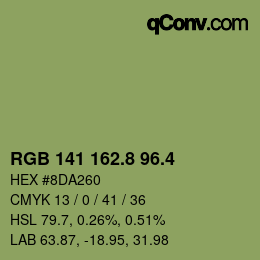 カラーコード: RGB 141 162.8 96.4 | qconv.com