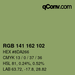 カラーコード: RGB 141 162 102 | qconv.com