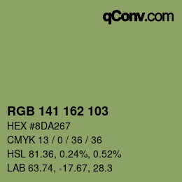 Color code: RGB 141 162 103 | qconv.com