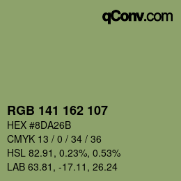Color code: RGB 141 162 107 | qconv.com