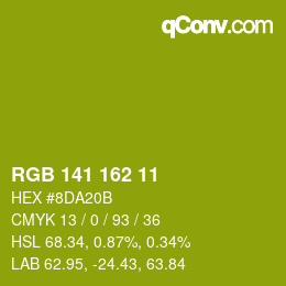 Color code: RGB 141 162 11 | qconv.com
