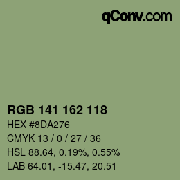 カラーコード: RGB 141 162 118 | qconv.com