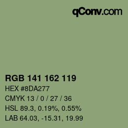 颜色代码: RGB 141 162 119 | qconv.com
