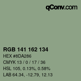 カラーコード: RGB 141 162 134 | qconv.com