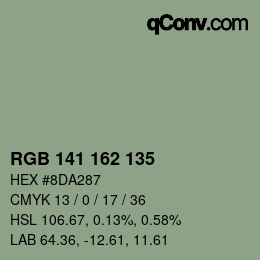 Color code: RGB 141 162 135 | qconv.com