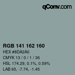 カラーコード: RGB 141 162 160 | qconv.com
