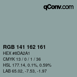 Color code: RGB 141 162 161 | qconv.com