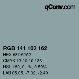 カラーコード: RGB 141 162 162 | qconv.com