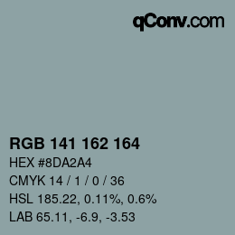 Color code: RGB 141 162 164 | qconv.com