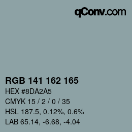 カラーコード: RGB 141 162 165 | qconv.com