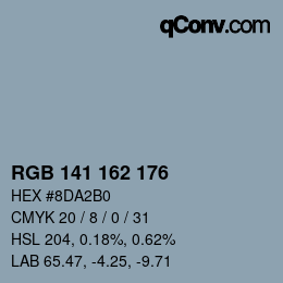 Color code: RGB 141 162 176 | qconv.com