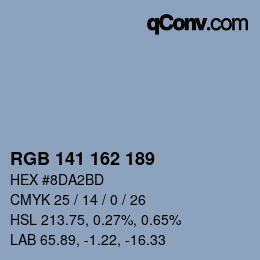 カラーコード: RGB 141 162 189 | qconv.com