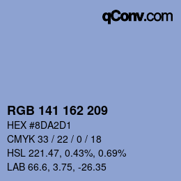 Color code: RGB 141 162 209 | qconv.com