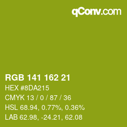 Color code: RGB 141 162 21 | qconv.com