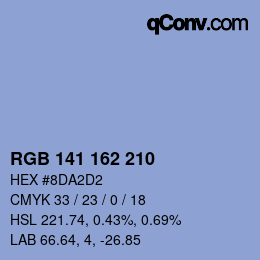 Color code: RGB 141 162 210 | qconv.com