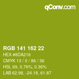 Color code: RGB 141 162 22 | qconv.com