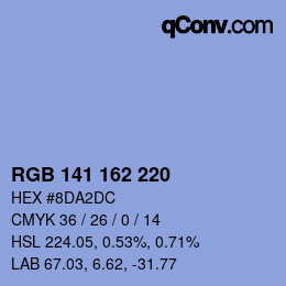 Color code: RGB 141 162 220 | qconv.com
