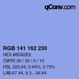 Color code: RGB 141 162 230 | qconv.com