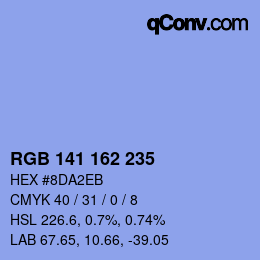 カラーコード: RGB 141 162 235 | qconv.com