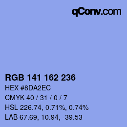Color code: RGB 141 162 236 | qconv.com