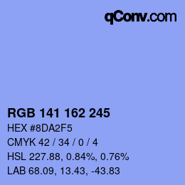 Farbcode: RGB 141 162 245 | qconv.com
